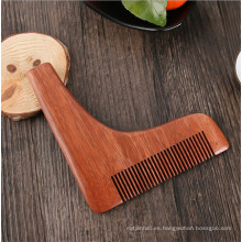 Peine de madera de la herramienta de la forma de la barba del sándalo de Amazon que peina